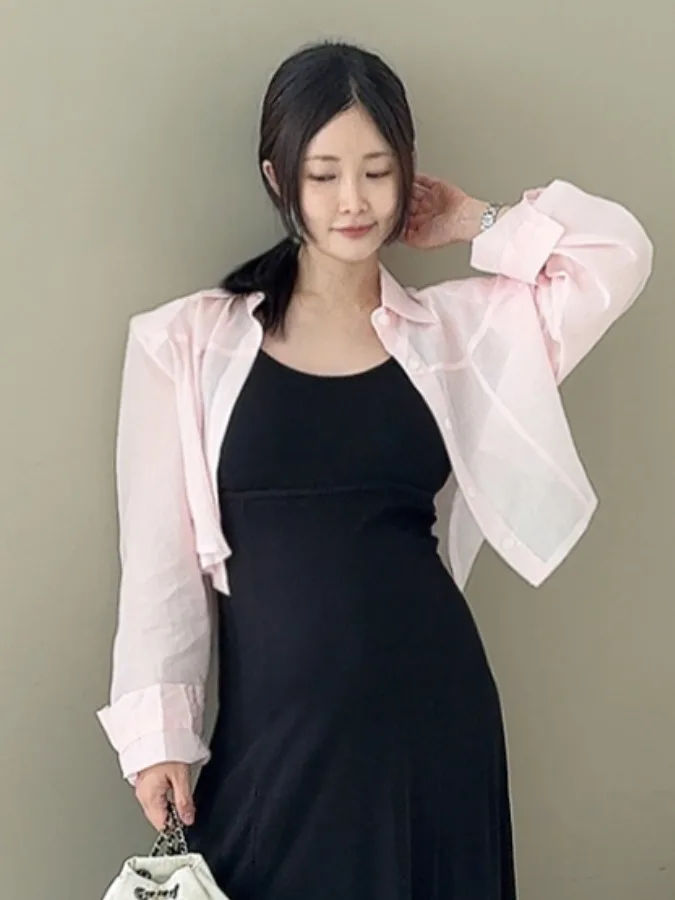 

Dongda Gate Summer Pure Color Loose Fit irt Stand Collar ort Sve Long Sve Sun Protection Outerwear Small Size Top