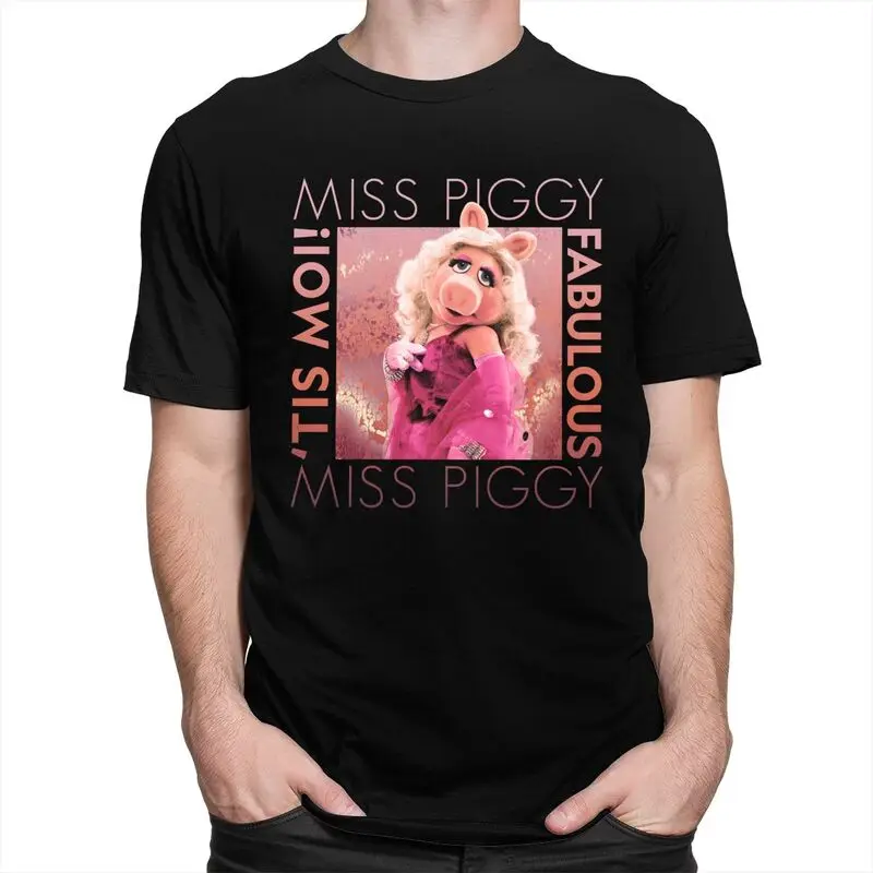 Custom Fashion Muppets Miss Piggy Fabulous T Shirt Men Short Sleeve Anime Cartoon T-shirt Summer Tee Cotton Regular Fit Tshirt