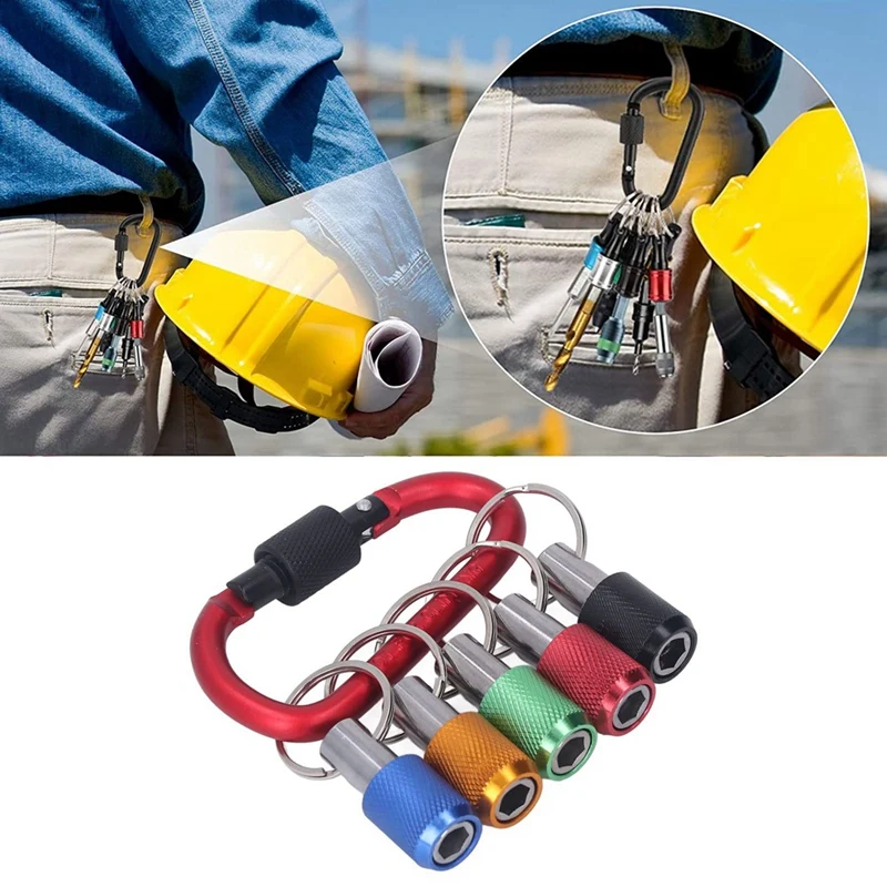 1/4 Bit Holder, Oxidation Resistant Good Compatibility Magnetic Socket Holder Metal Carabiner Portable Plating Easy Install