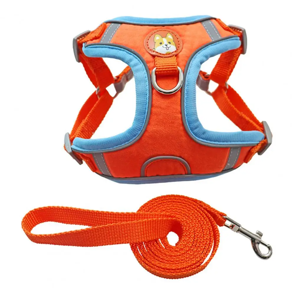 

Pet Dogs Harness Reflective Strips Prevent Rushing Out Breathable Dogs Chest Strap Traction Leash Kit for Small Medium Dogs