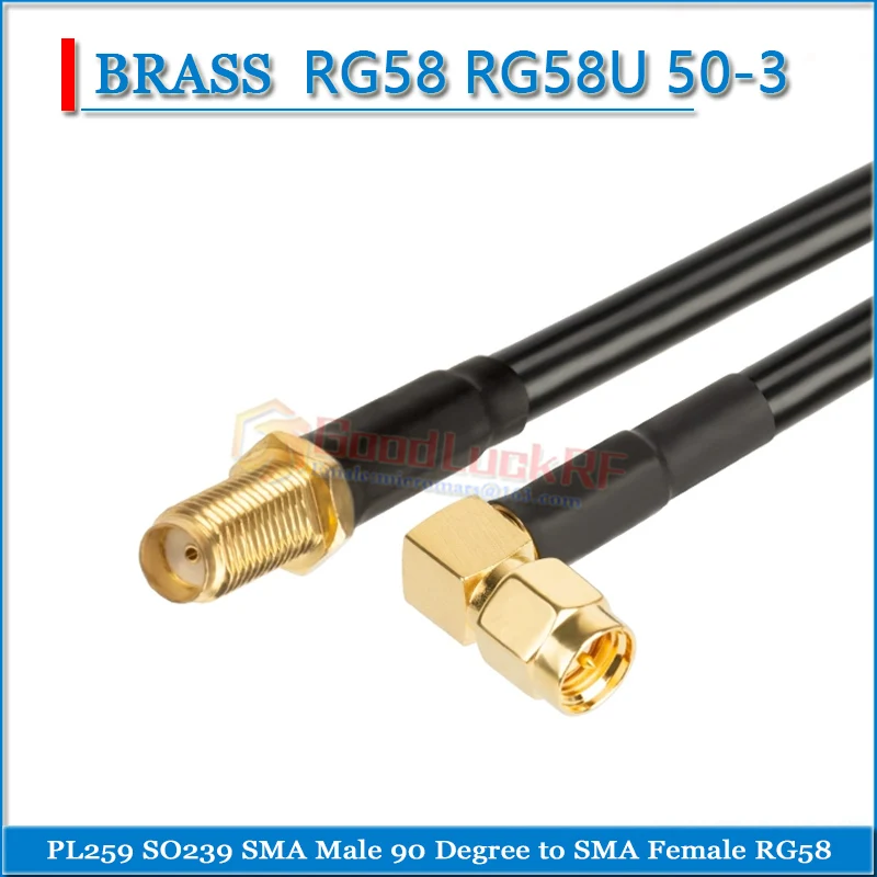SMA Male 90 Degree Right Angle to SMA Male Female Washe Nut Crimp Pigtail Jumper RG58 RG58U 50-3 Extend cable RF Connector plug