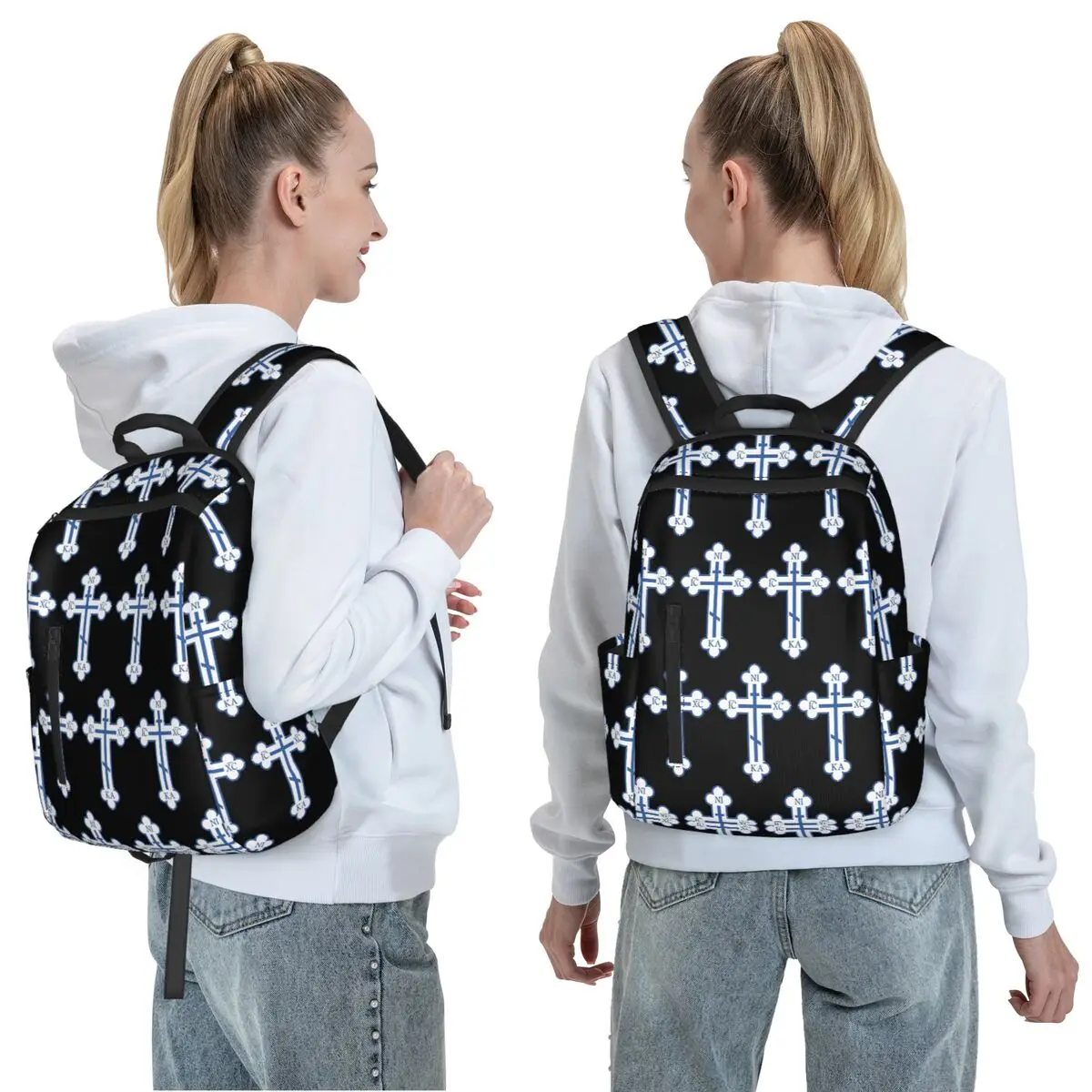 Russian Orthodox Cross Print Backpack Daypack Large Capacity Boys Girls BookBag School Bag Shoulder Bags for Men Women
