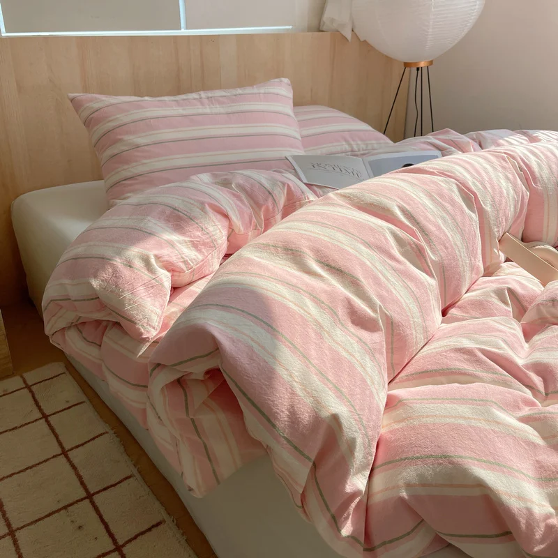 

Nordic Ins Bedding Set Pure Cotton Duvet Cover Set Bed Sheets Set Skin-Friendly Single Twin Full Queen Size Flat&Fitted Sheet