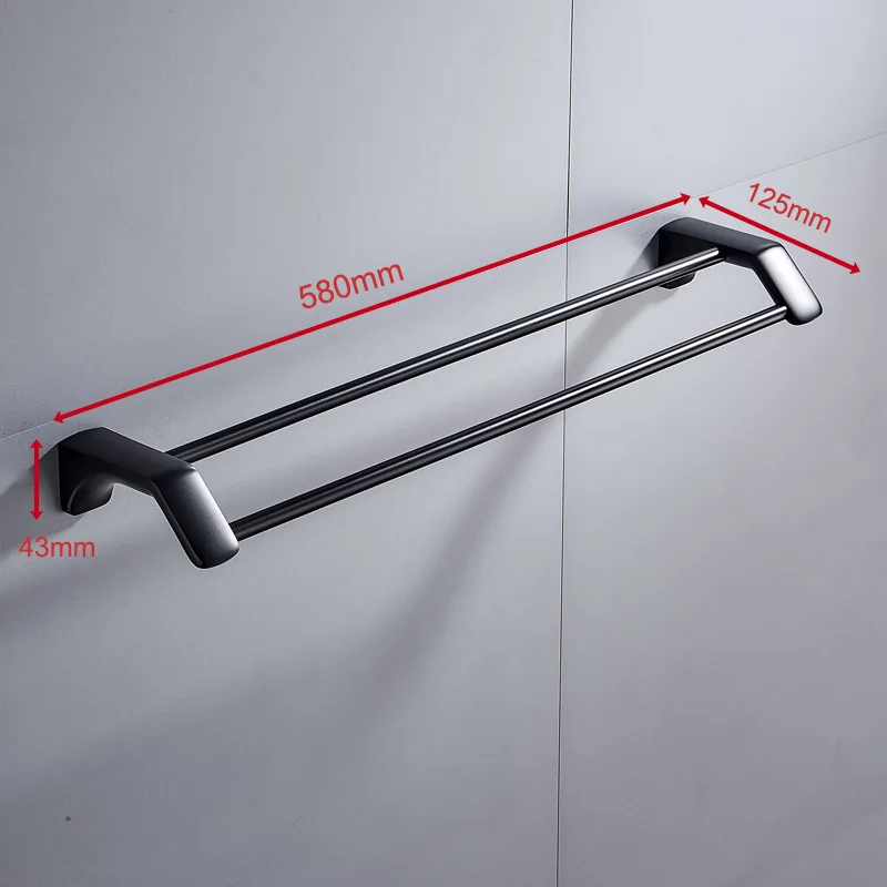 Matte Black Stainless Steel Bathroom Double Towel Shelf Rack Holder Bath Towel Hanger Bar Towel Rail Bathroom Accessories