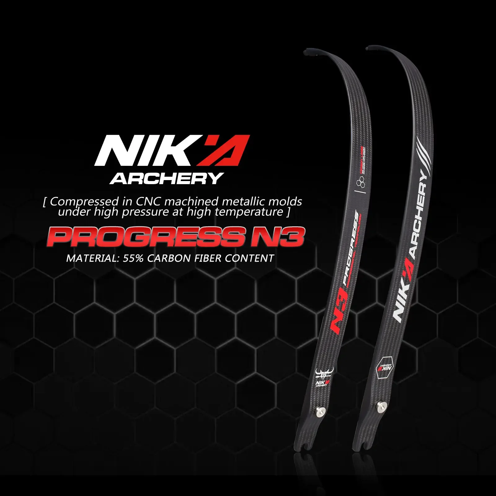

1 Pair 68/70" New Logo NIKA ARCHERY N3 Recurve Bow ILF Limbs Progress Series 20-50 Lbs N3 Carbon Fiber Limb Compound Bow