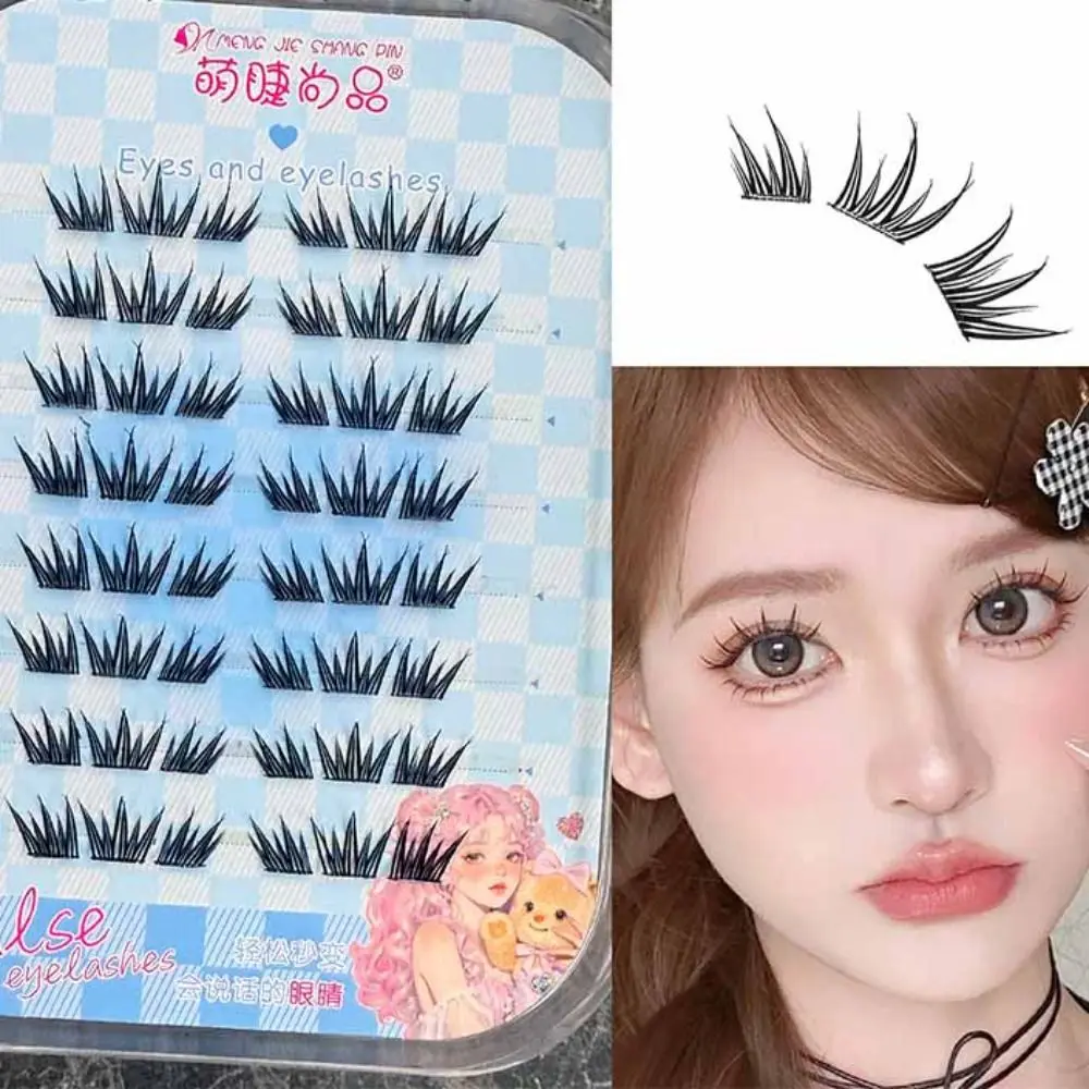 甘い自己粘着まつげクラスターメイクアップ再利用可能な接着剤不使用の偽まつげ個別の長持ちするつけまつげクラスター