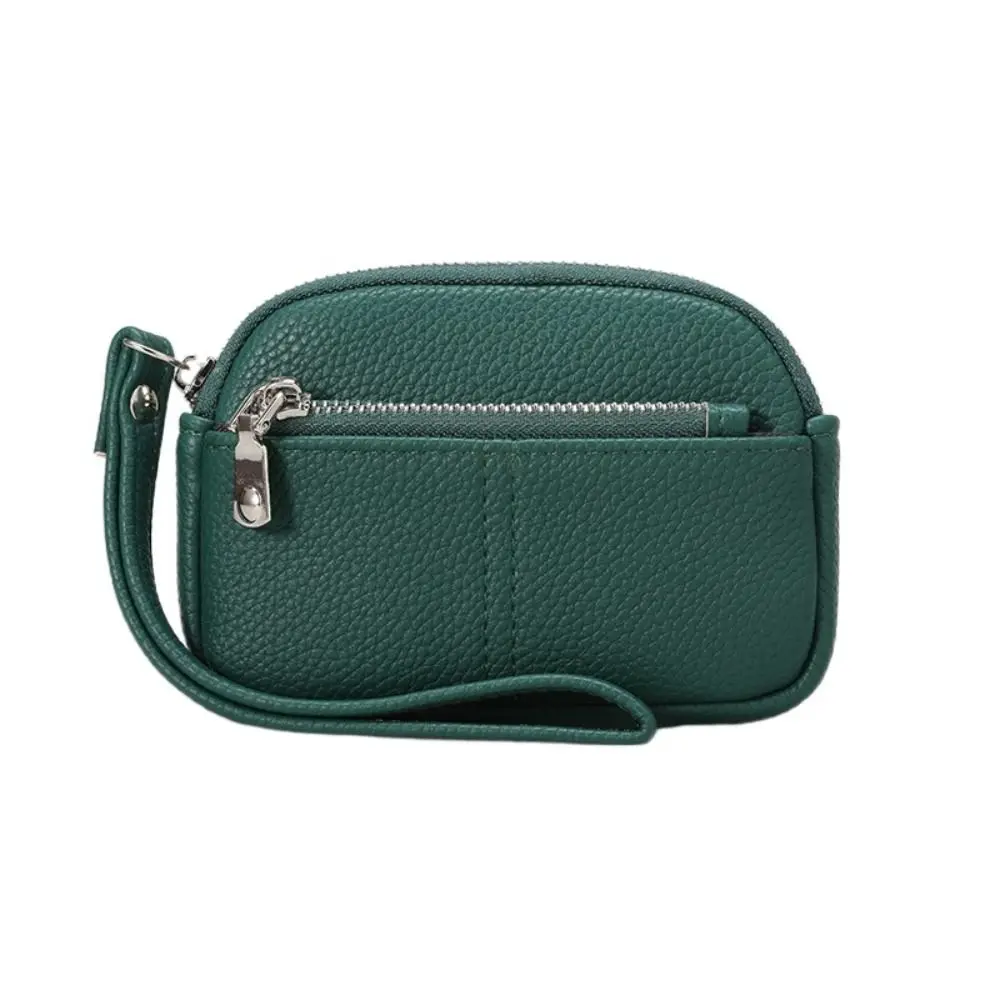 Mini Cash Bag Card Holder PU Leather Mini Wallet Key Case Lightweight Zipper Coin Purse Portable Organizer Wrist Key Bag Gift