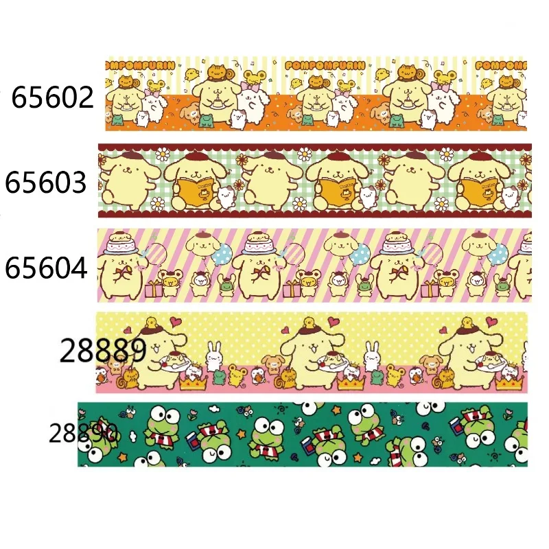 5Yards Pompom Purin KEROPPI Printed Grosgrain Ribbon for Hairbows DIY Gifts Sewing Accessories Crafts Materials