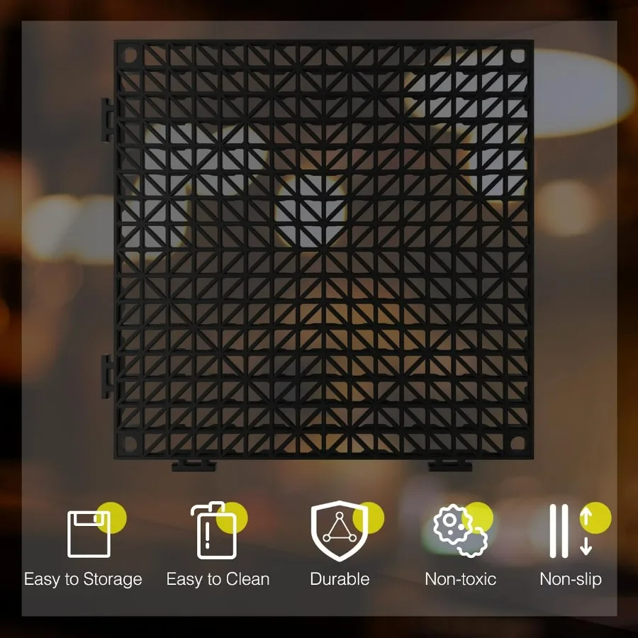 10 Pcs Bar Countertop Supplies Interlocking Mats 12 x 12 Inch Rubber Black Shelf Liners Bar Drying Coffee Non Slip Spills Mats