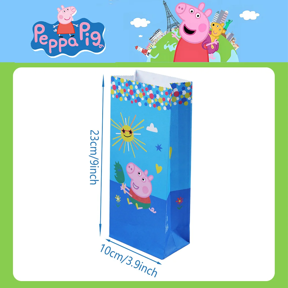 10pcs Hasbro Officially Licensed Peppa Pig Candy Gift Bags with Sealing Stickers Cartoon Party Favor Bags Birthday Celebration view 2