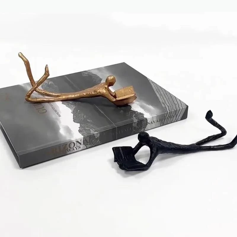 Prone Figures Reader Statue Alloy Artwork Desk Decoration Golden/black Reader Sculpture Modern Home Decor