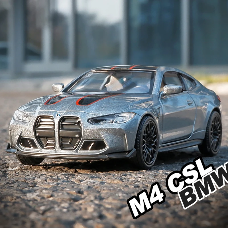 

Литая игрушечная машинка 1:36 BMW M4 CSL, металлическая модель, игрушечный автомобиль, коллективный миниатюрный автомобиль, подарок для мальчика, домашний декор