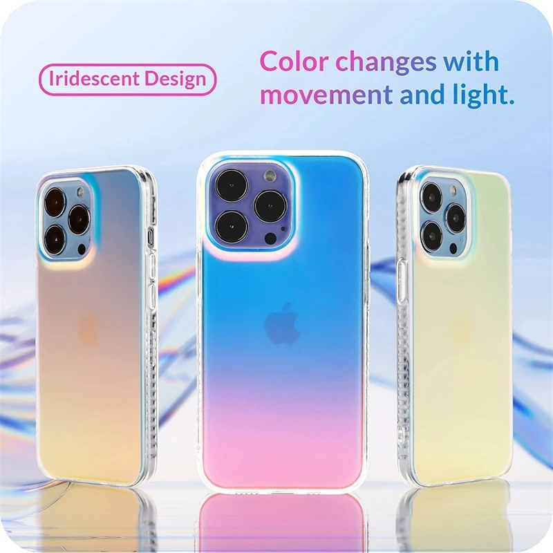 Luxury Matte Laser Gradient Clear Case for IPhone 16 15 14 13 Pro Max 12 Mini XS XR X 8Plus SE 2022 Fluorescent Iridescent Cover