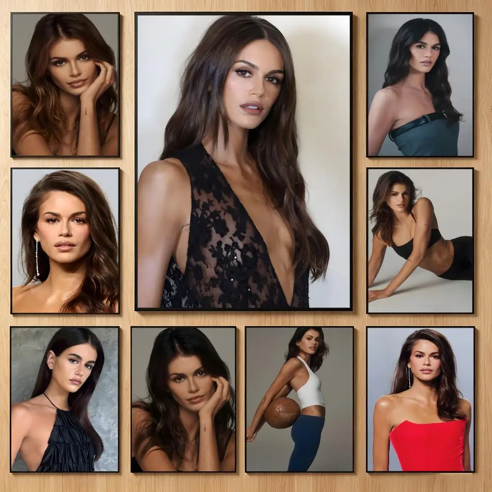 Effortlessly Chic Celebrity K-Kaia Gerber Poster Classic Self-Adhesive PP Wall Sticker for Living Room Bar Decor Gift