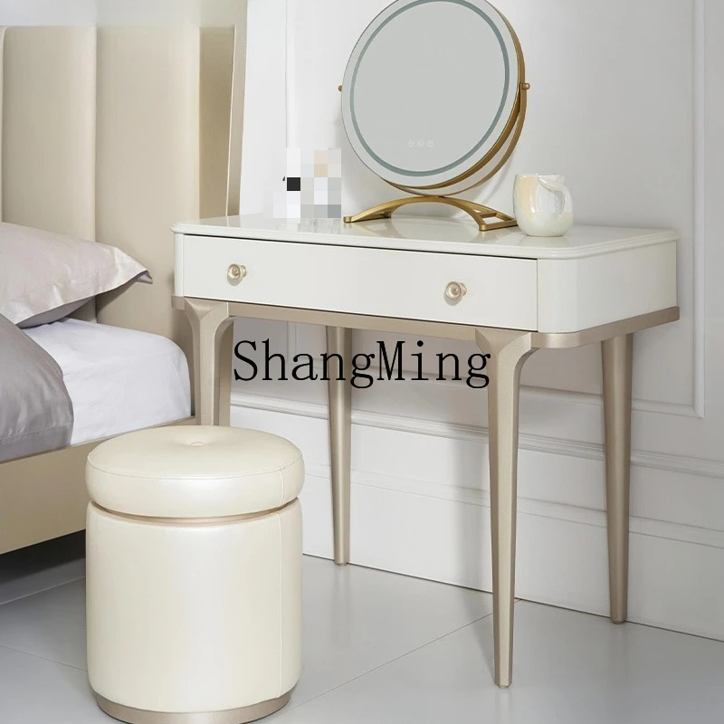 

ZYY light luxury solid wood dressing table cream style makeup table bedroom modern simple makeup table and stool