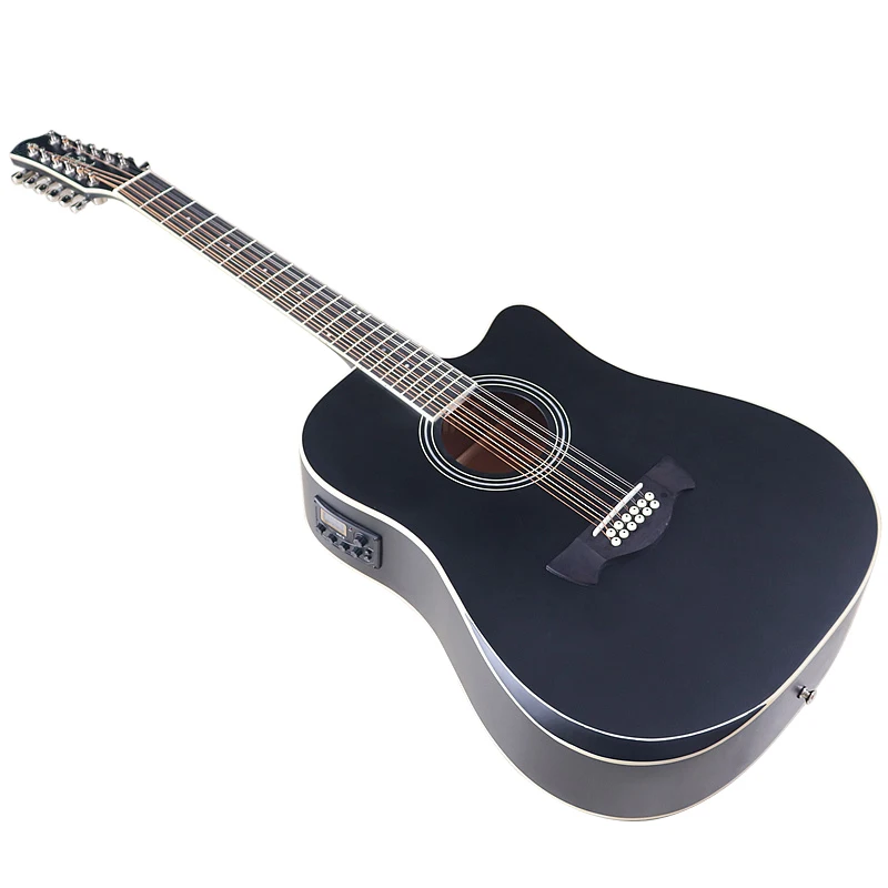 High Grade 12 Strings Electric Acoustic Guitar 41 Inch Cutaway Folk Guitar With Radion Corner Good Handicraft