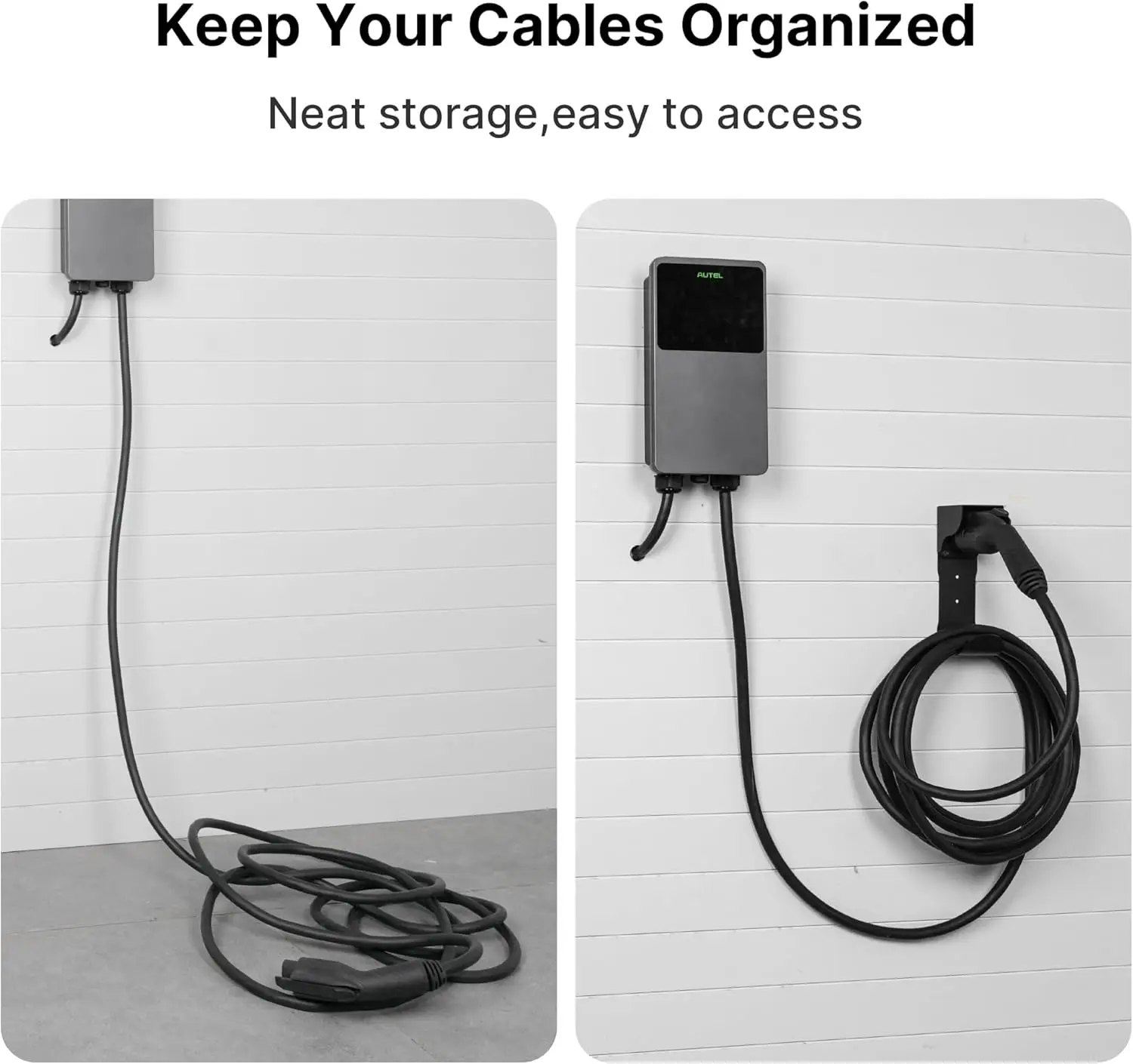 حامل EV مع خطاف J، منظم كابلات SAE J1772 مثبت على الحائط، قاعدة توفير المساحة #4