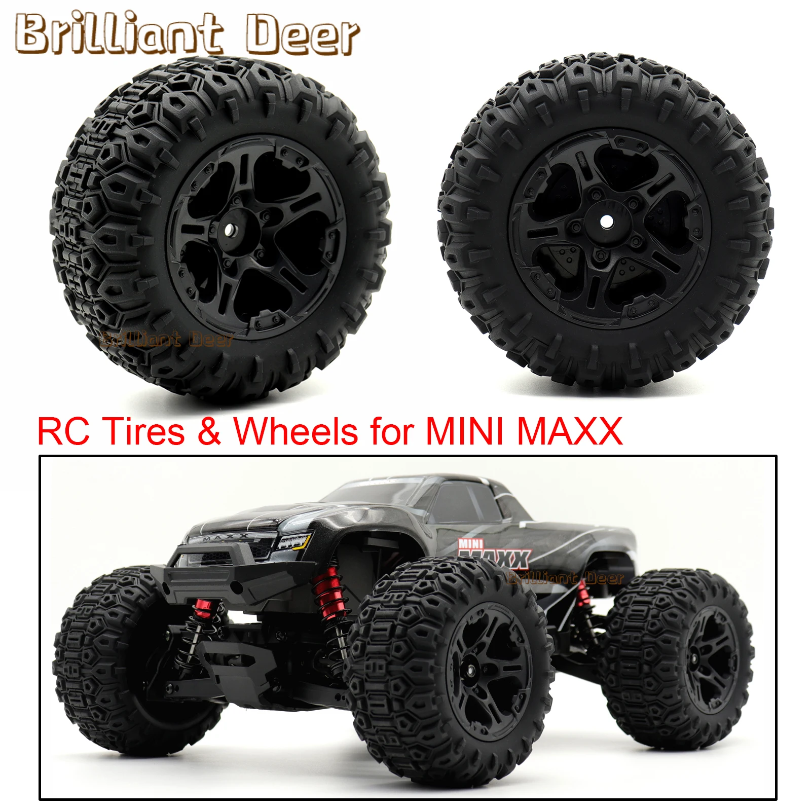 

12mm Hex RC Tire and Wheel Upgrade Parts for Traxxas 1/10 MINI MAXX RC Monster Truck Remote Control Car Model Accessories