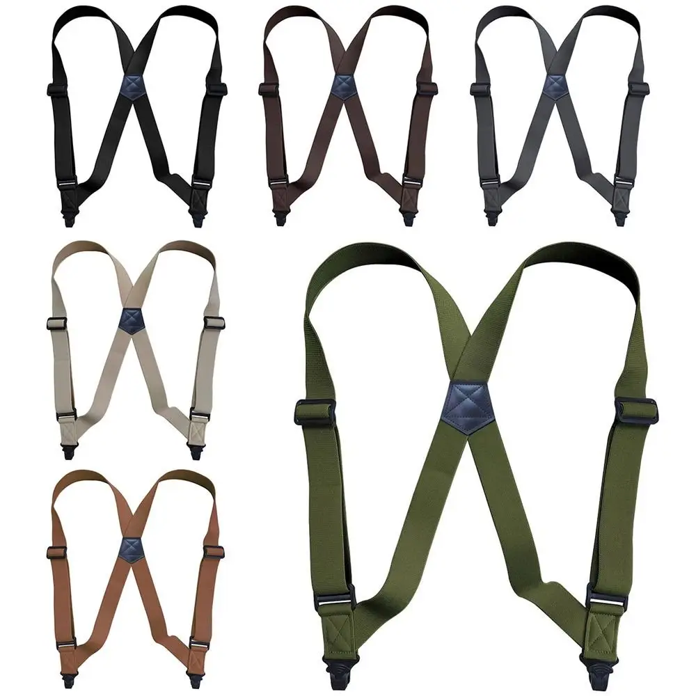 3.8cm Wide Men's Suspenders X Shape Elastic Suspenders Trouser Braces 2 Clips Adjustable Plastic Side Clip Braces Suspenders