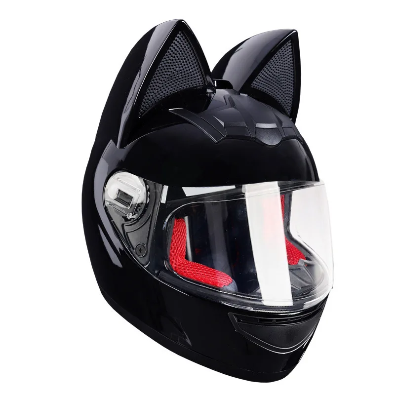 cute full face motorcycle helmet Cat Ear Helmets, Cool Girls Modular Sport Offroad Racing Helmet, DOT Certified Good-Looking Flip Up Street Moped Dirt Bike Lightweight for Men Women-A|Small : Automotive 【TIP】 Tap Home at the bottom or 亖 at the top right for more motorcycle gear Cool Cat Ear Full Face