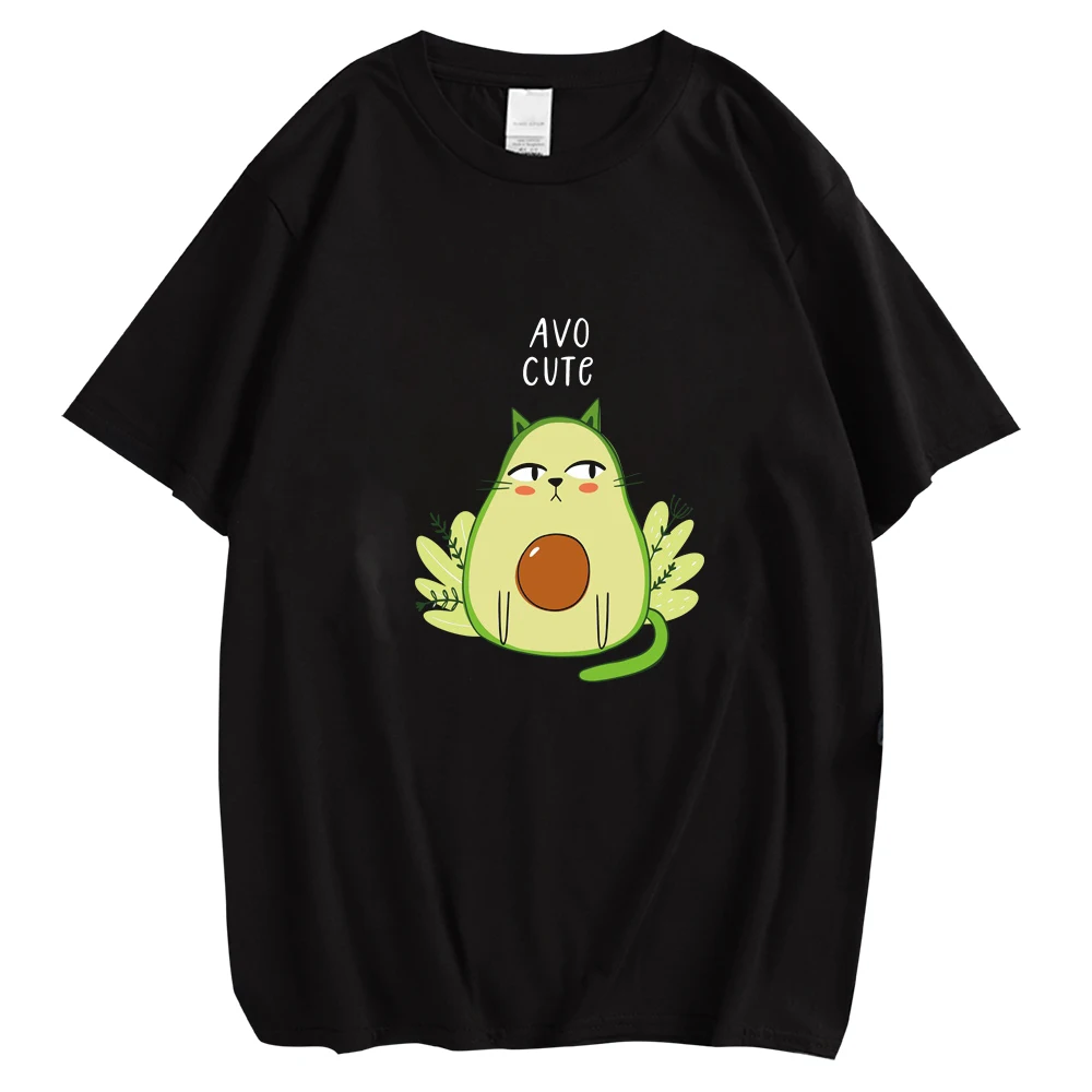 CLOOCL Funny T-shirts Cute Avocado Chinchilla Chest Printed Tees Fashion Black 100% Cotton T-shirt Hip Hop Streetwear