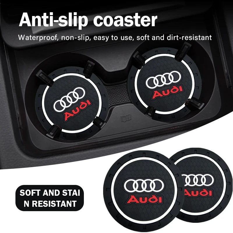 1/2Pcs Car Interior Water Cup Anti Slip Mat Silicone Coasters For Audi A4 B7 A7 S Line S3 S4 A8 A3 A1 A5 A6 Q5 Q3 TT Q2L Quattro