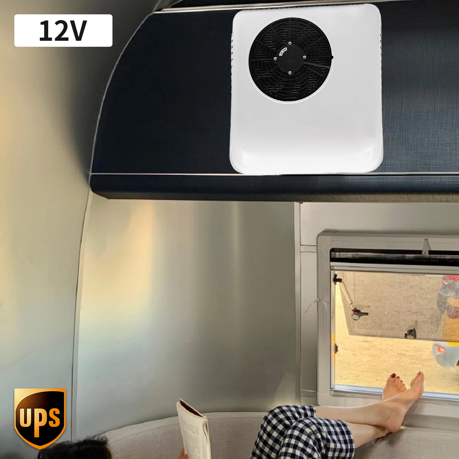 12V Rooftop Air Conditioner 6000 BTU Cooling Heating for RV Truck Bus with PP Alloy Body Low 40db Noise