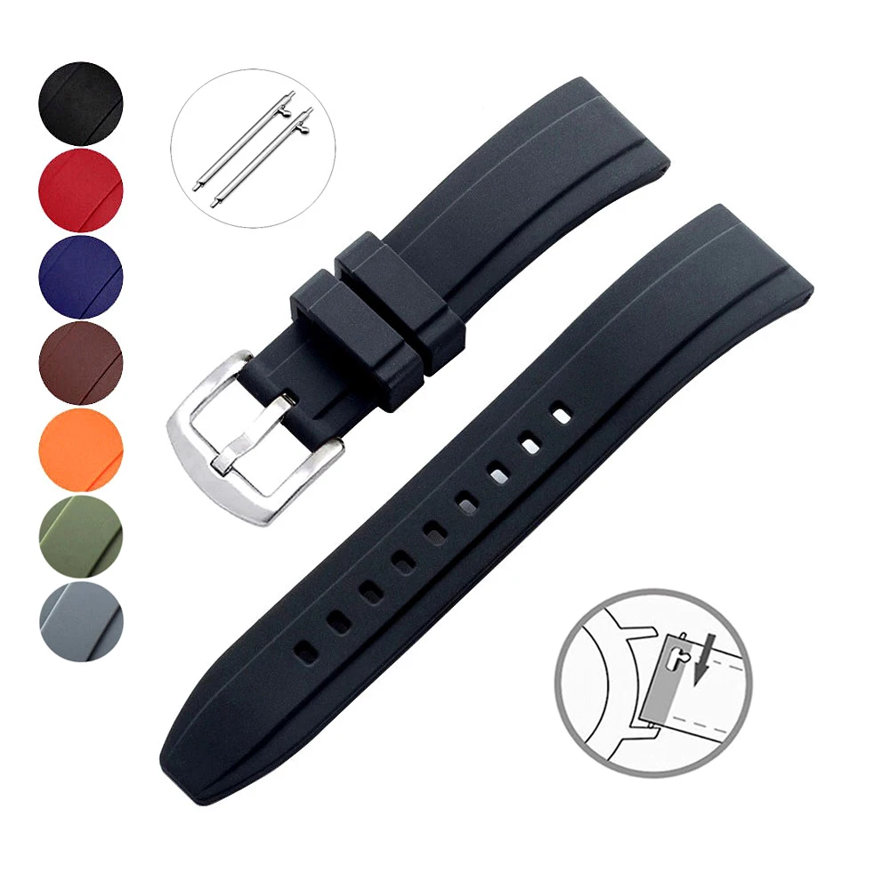

20mm 22mm 24mm Premium Silicone Rubber Watch Band Waterproof Quick Release Silicone Watch Strap Men Women Universal Rubber Strap