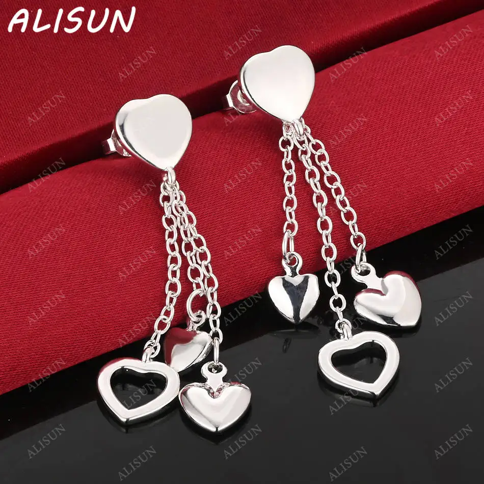 

ALISUN 925 Sterling Silver Heart Tassel Earrings Drop Earrings Charm Trend Birthday Gifts Fashion Party Fine Jewelry