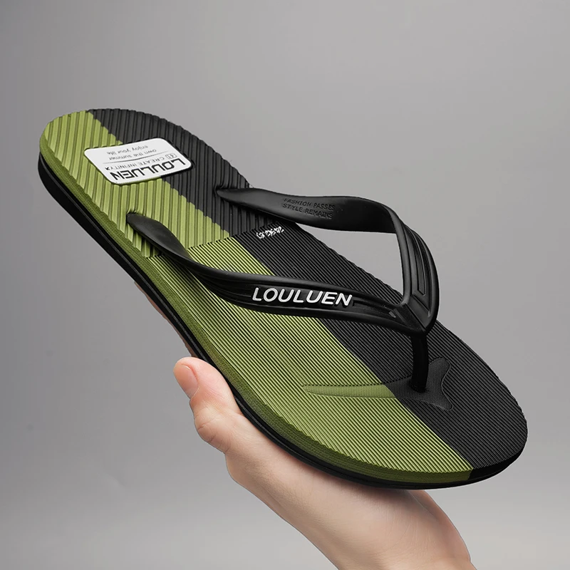 

Color Blocked Flip Flops Summer Men's Shoes Vacation Beach Shoes Soft House Slides Wear Resistant Slip Resistant Lightweight