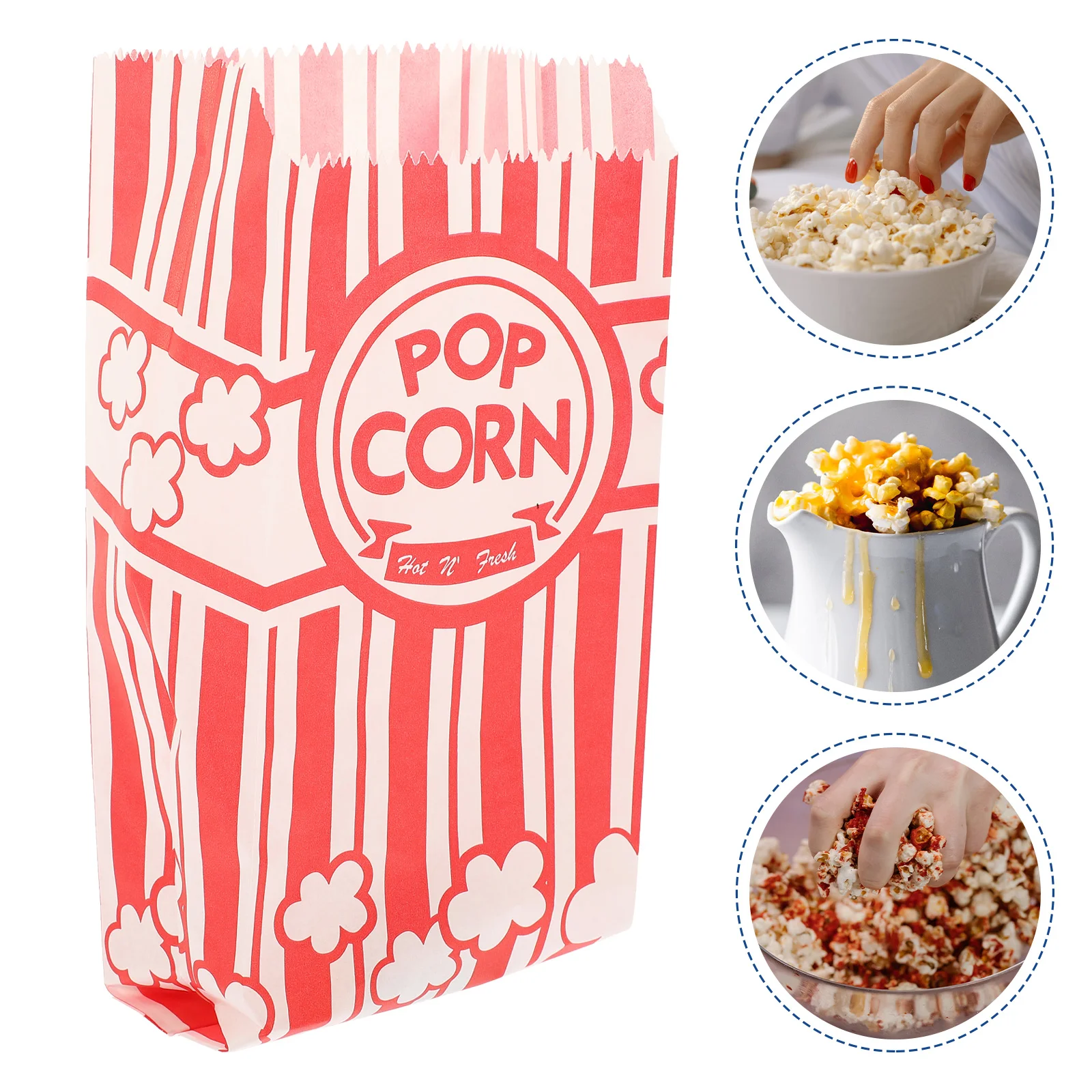 100 buah wadah makanan Popcorn kemasan tas karnaval perlengkapan tas besar dibungkus secara individual pemegang kertas Mini anak kecil