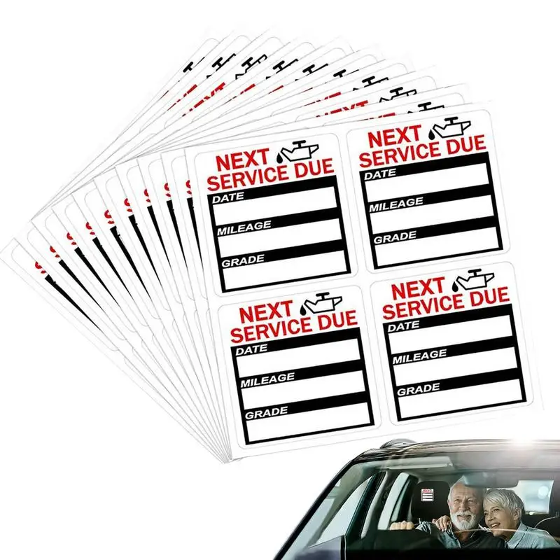 40PCS/10sheets Oil Change Stickers Oil Change Reminder Service Sticker  