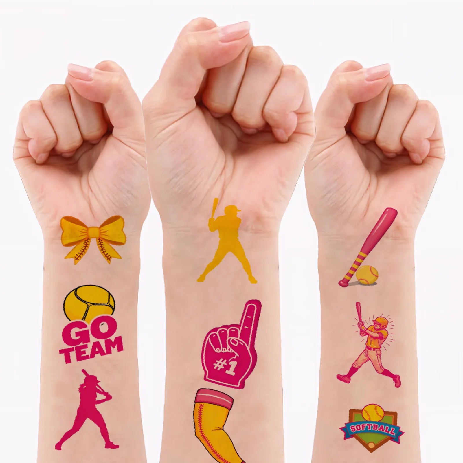 54pcs Temporary Tattoo Softball Stickers Temporary Tattoo Stickers Sports Stickers For Arms