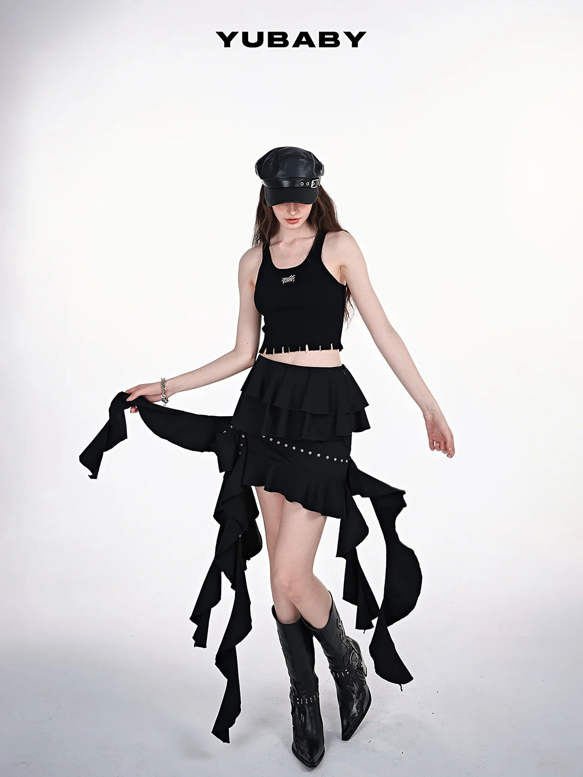 New Original Harajuku Cool Girl Fashion Gothic Lace Detachable Cake Skirt Female Temperament Slim Sweet Kawaii Black Skirts