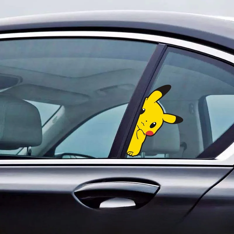 Pokemon Pikachu Anime Cute Lovely Decals Car Stickers For Window Trunk Bumper Motorcycles Auto Tuning