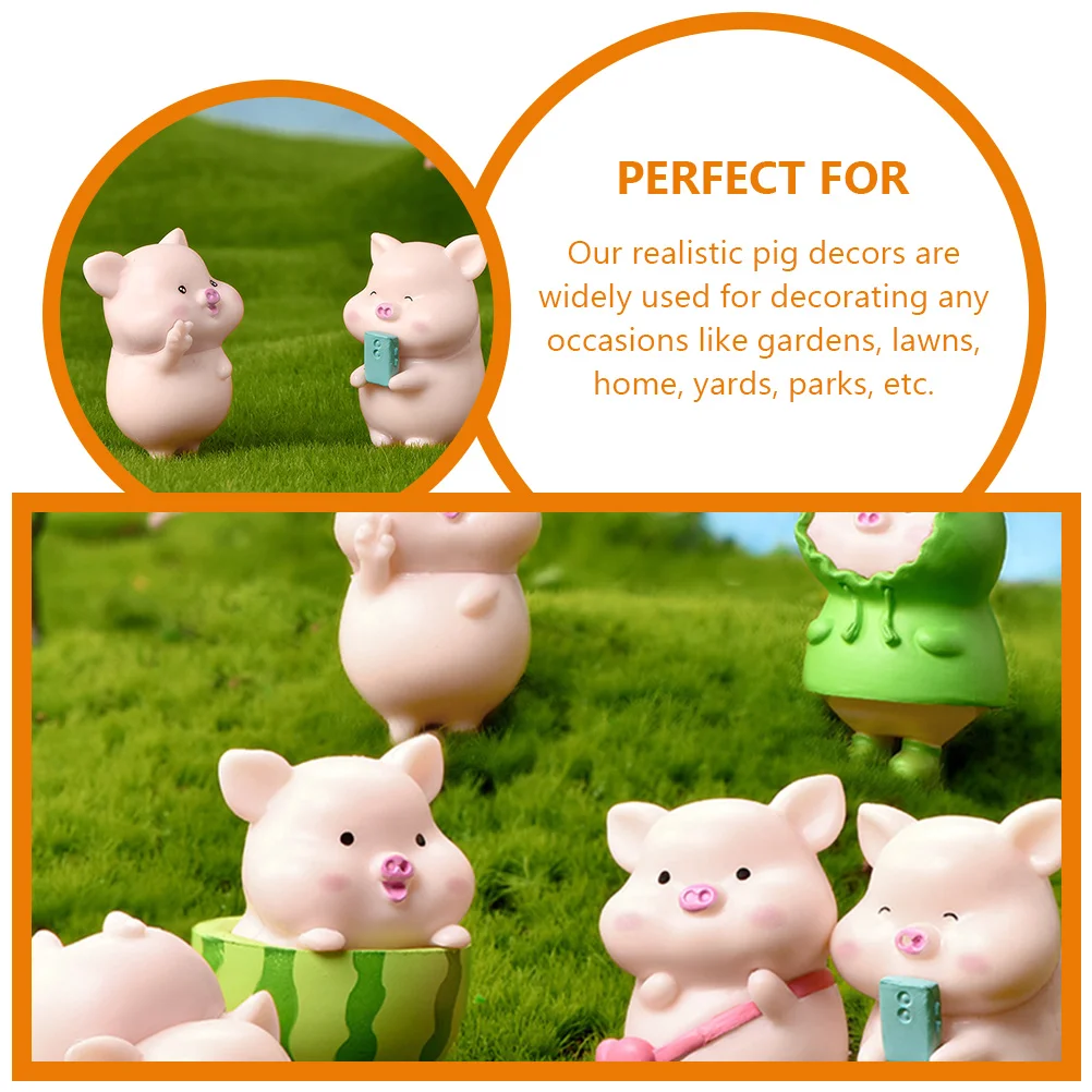

7pcs Statue Ornament Micro Statue Small Decoration For Small Pig Figure Pig Decor Yard Lawn Park Decor