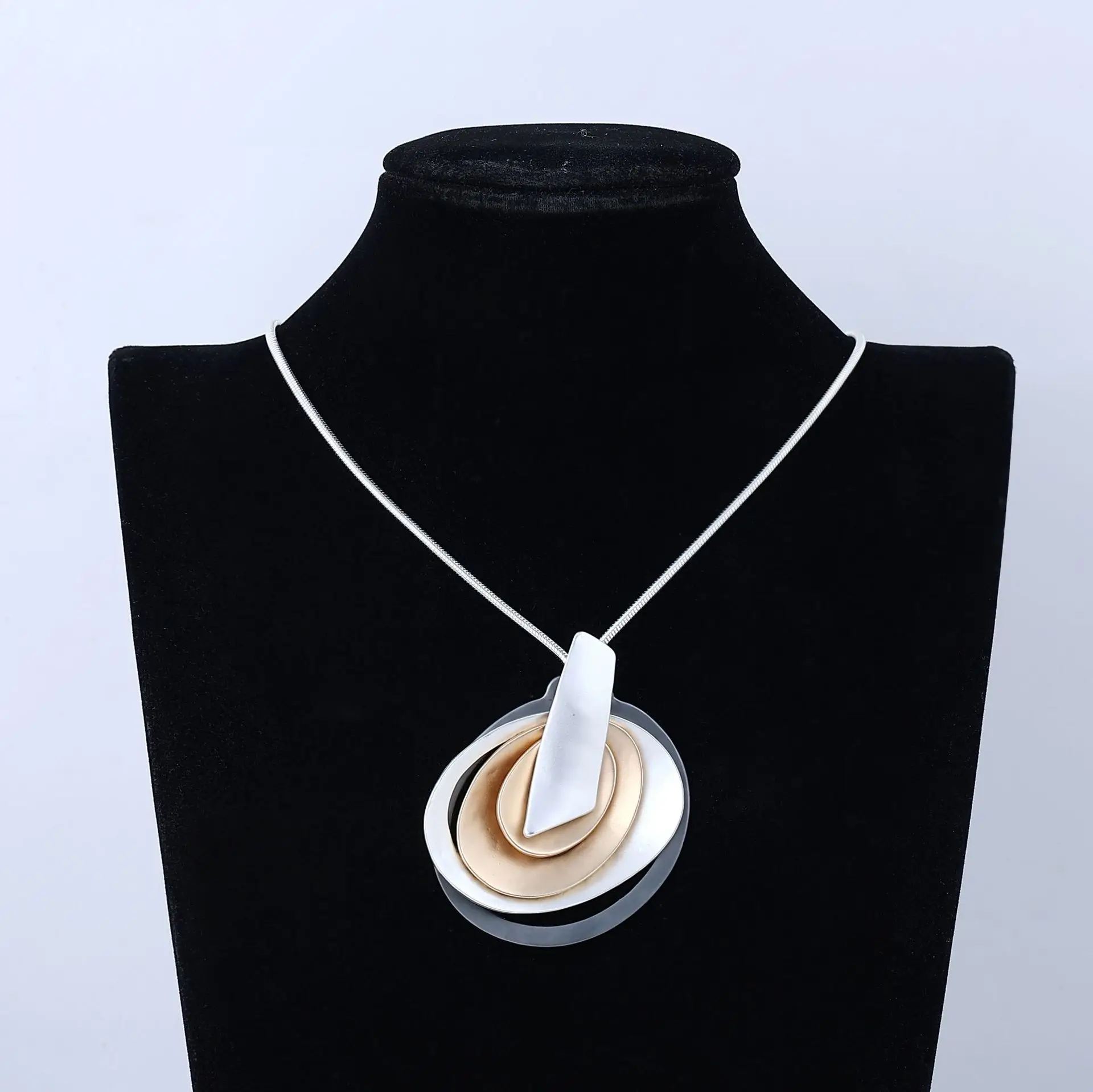 

Kaseakia Fashion Metal Hoop Pendant Long Necklace, Trendy Sweater Chain for Women