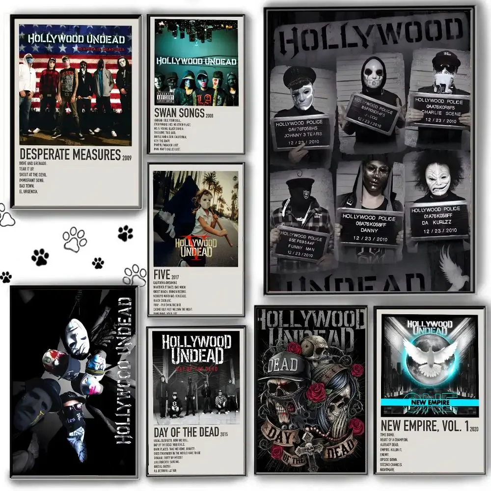 H-Hollywood U-UndeadS Band Poster Peel And Stick Matte PVC Removable Waterproof Frameless Bedroom Living Room Decor