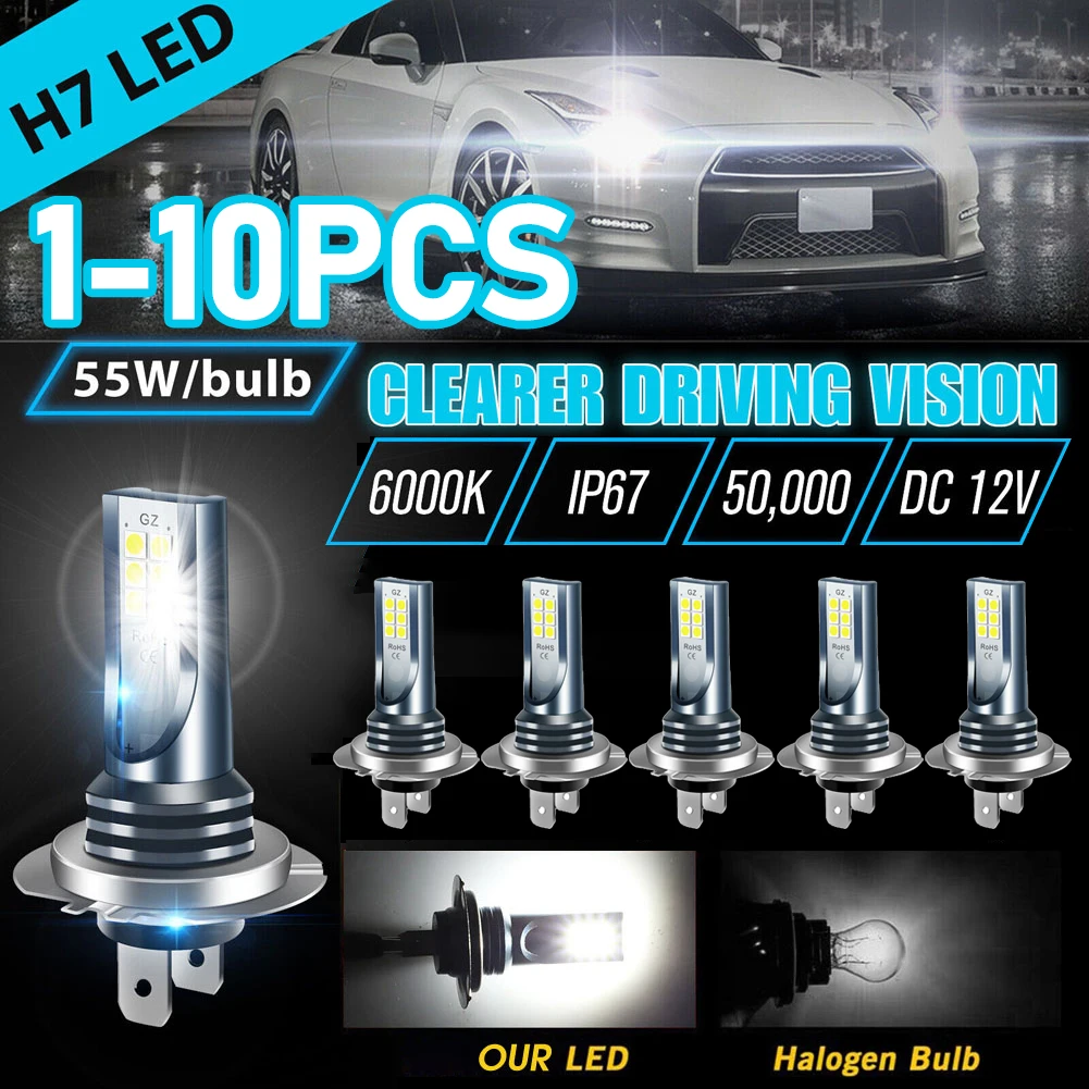 H7 LED Headlight Bulb 12V 24V Automobile Fog Lamp Super Bright High Low Beam Driving Light DRL 30000LM 6000K White Auto Lighting