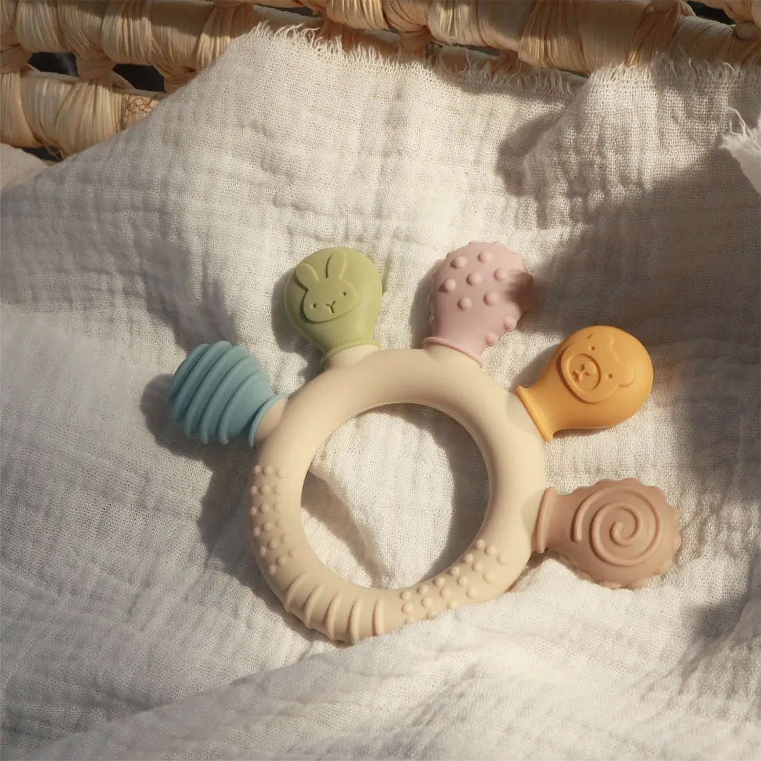 Erduo Silikon-Baby-Beißring, Angstzustände, Zahnspielzeug, 0–12 Monate, Kauperlen, sensorischer Zahnfleischentlastung, Schnuller – Detail 10