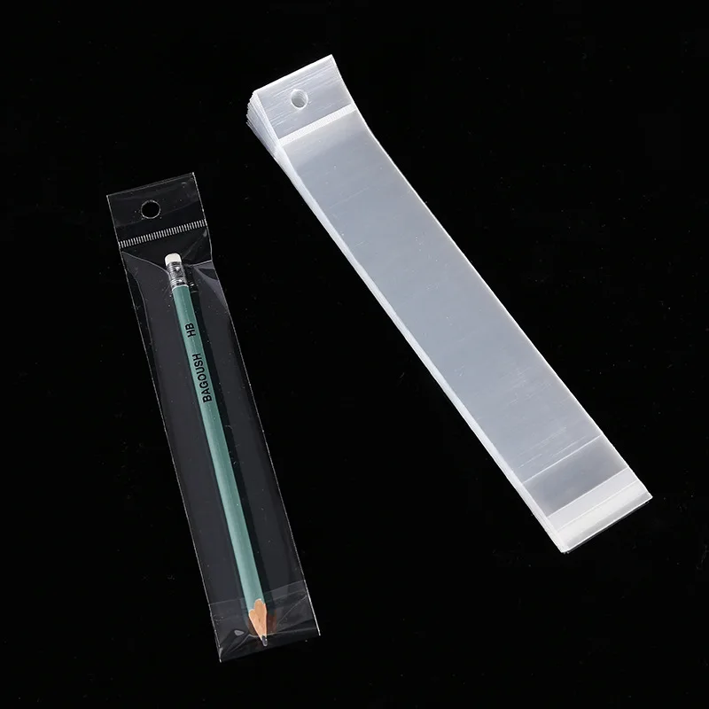 Long Size opp bag Plastic bag clear Self-adhesive Chuck Bag Fishing Gear Stationery Transparent poly Hang Hole Bag