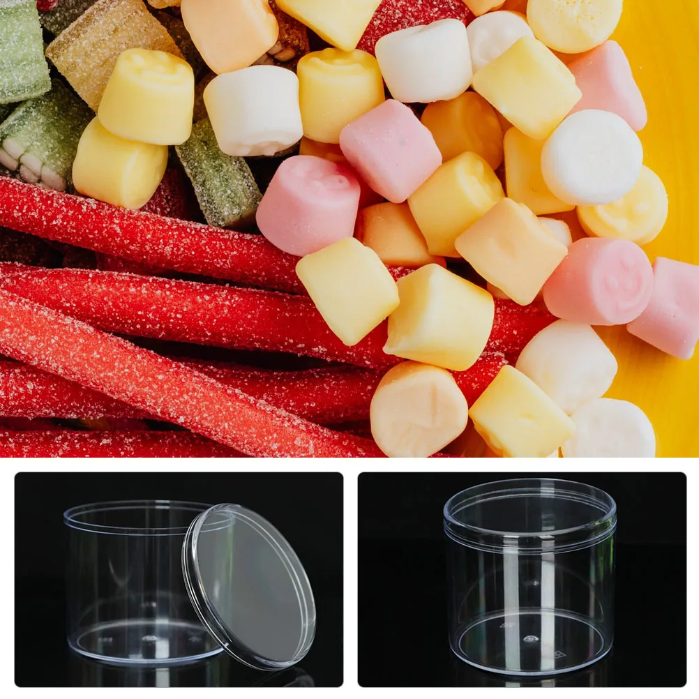 

4 pcs Transparent Candy Containers Food Grade Plastic Sealing Jars Biscuits Cookies Cakes Environmentally Friendly Practical