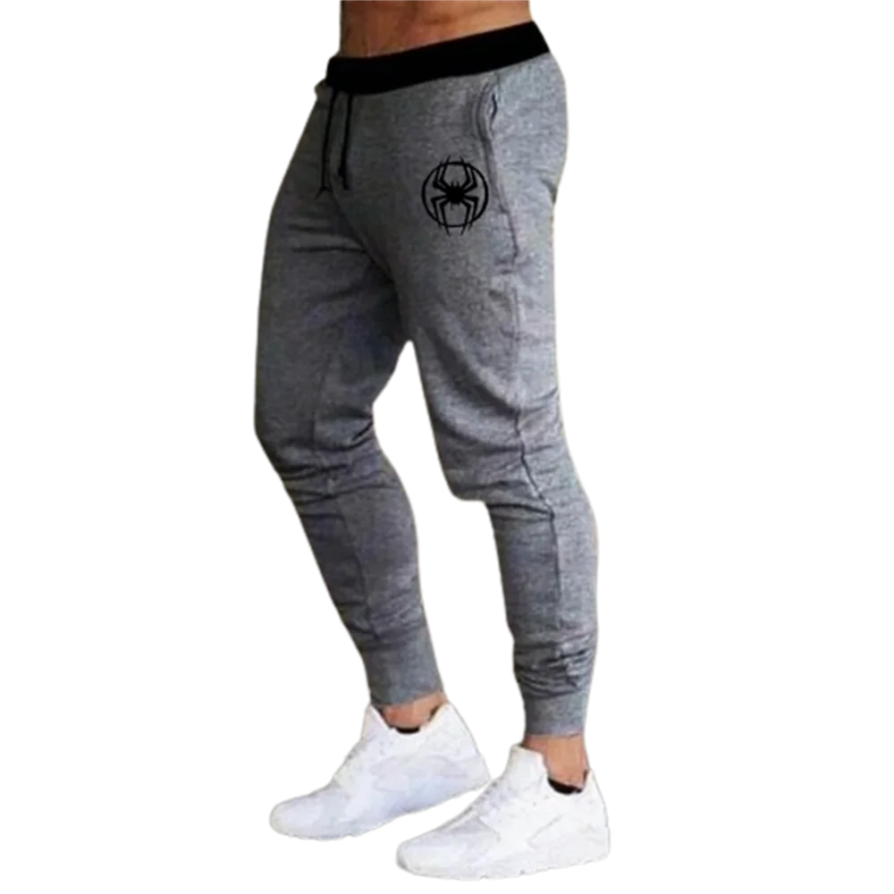 Moletom estampado com cordão masculino, calça elástica, casual esportiva, fina, solta para fitness, primavera, outono