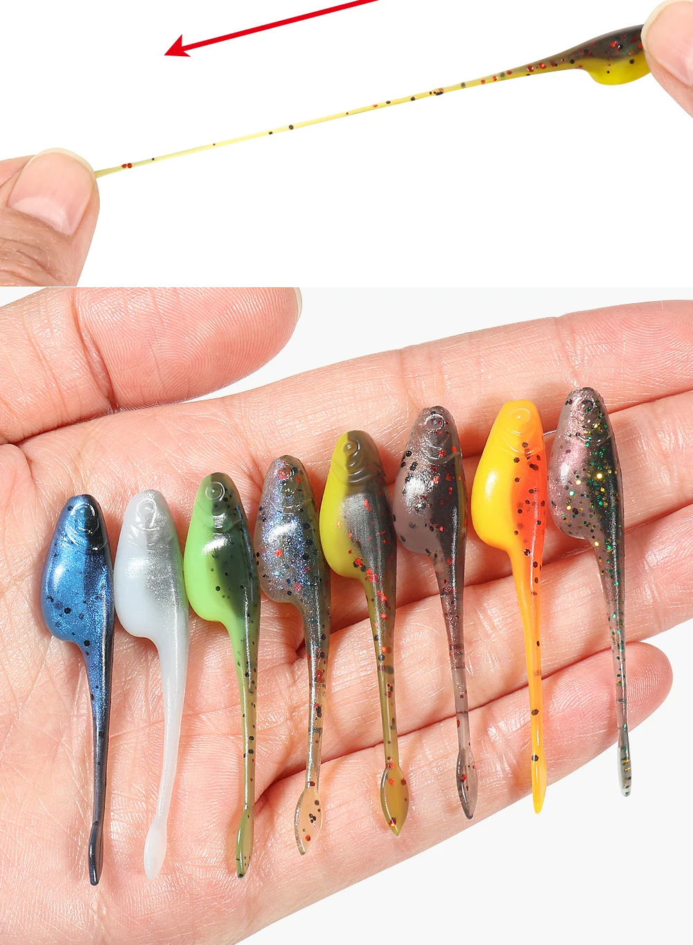 Palisander Crappie Minnow Shad Soft Baits 5 cm Ajing Wurm Angelköder Willow Tail TPR Floating Drop Shot Ocean Rock Angelgerät – Detail 4