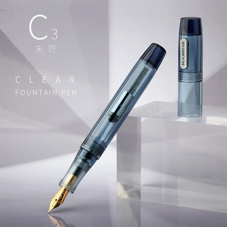 MAJOHN C3 Fountain Pen Clear Demonstrator Large Capacity Eyedropper Ink Pen EF/F Nib for Calligraphy