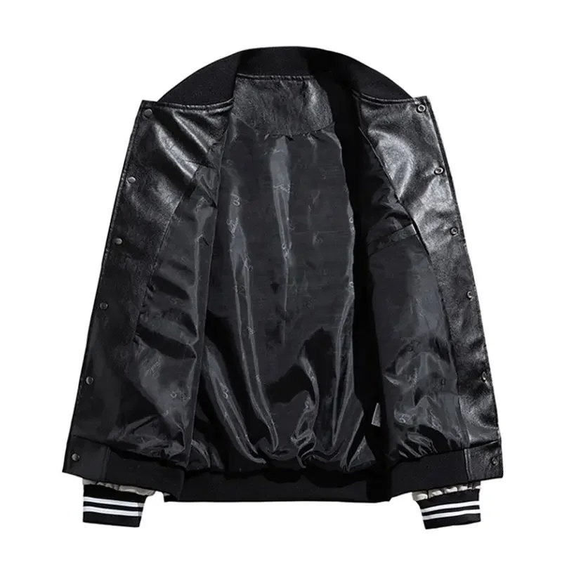

2025 New Couple PU Leather Jacket Streetwear Baseball Design Breathable Comfort Trendy Versatility​