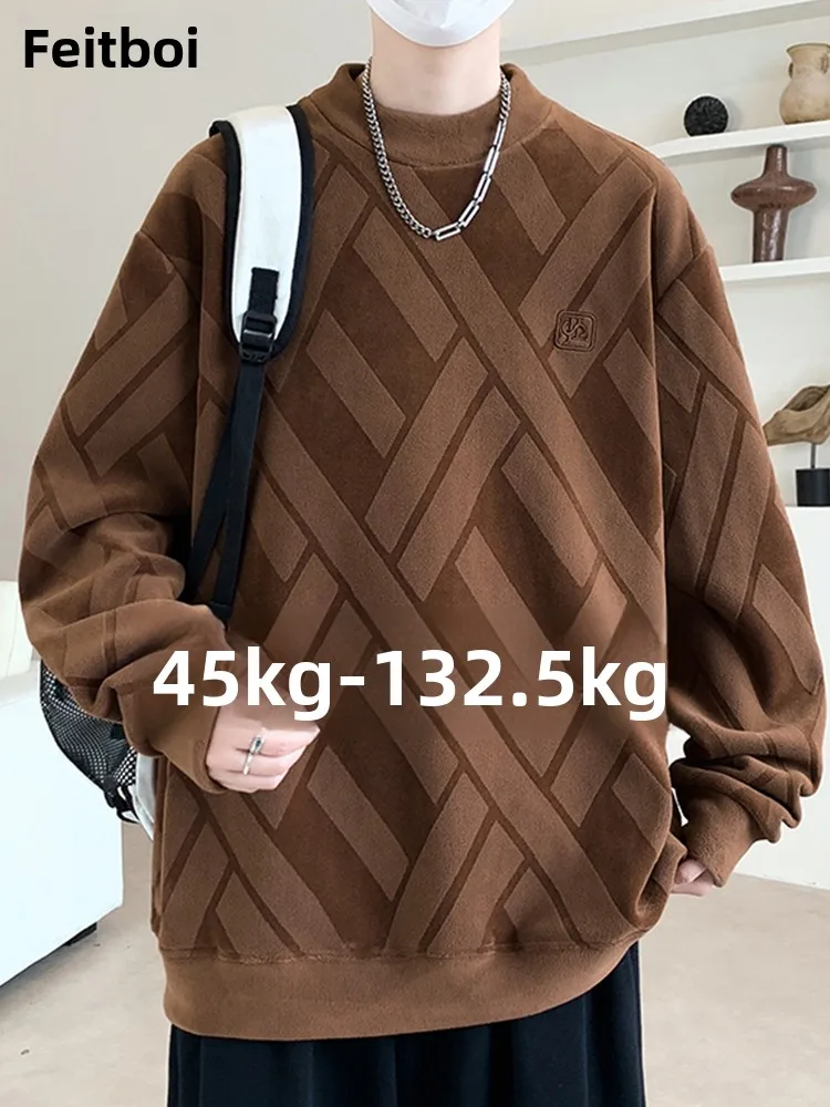 

Мужской свитшот оверсайз с круглым вырезом, осенне-зимний, модный, с вышивкой и пэчворком, с длинным рукавом, свободного кроя, больших размеров