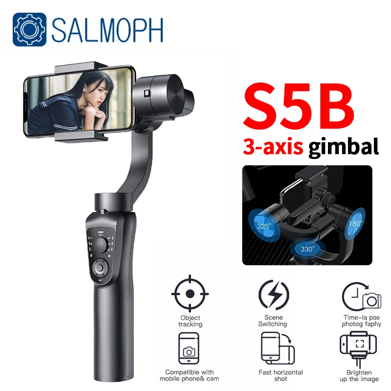 S5B Smartphone Gimbal Stabilizer 3-Axis Phone Gimbal for Xiaomi Huawei iPhone 14 Pro Max YouTube TikTok Vlog Video Record