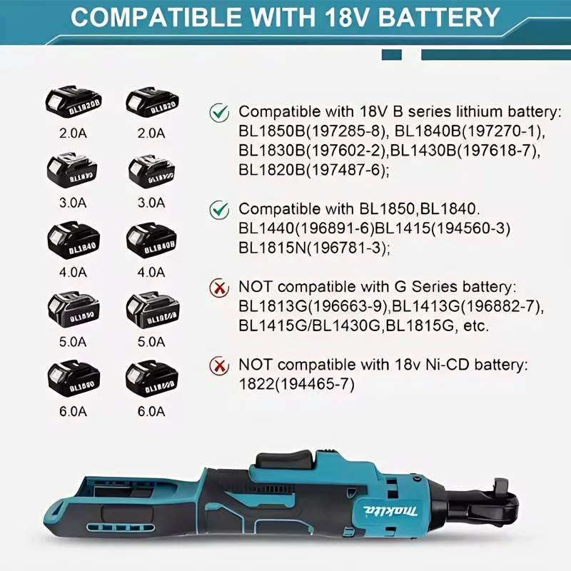 

Makita Original Lithium-Ion Rechargeable Batteries 18V BL1860 2Ah 3Ah 5Ah 6Ah for Makita Right-angle wrench, electric wrench️