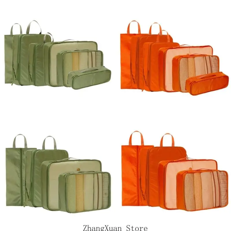 

3xuf багажная система упаковочной системы 6pc дышащие компрессионные мешки для организованного путешествия